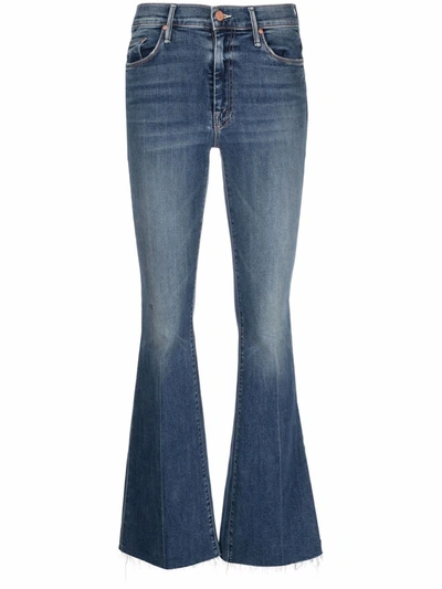 Mother Womans The Weekender Mini Flare Blu Denim Jeans In Blue