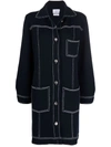 Barrie Contrast-stitching Single-breasted Coat In Blue
