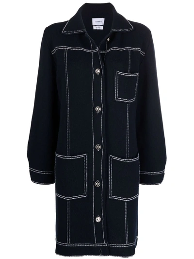 Barrie Contrast-stitching Single-breasted Coat In Blue