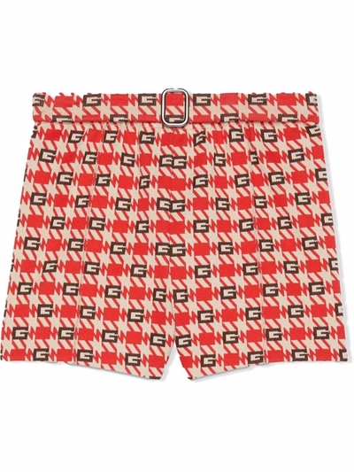 Gucci Babies' G Check Belted Shorts In Blue