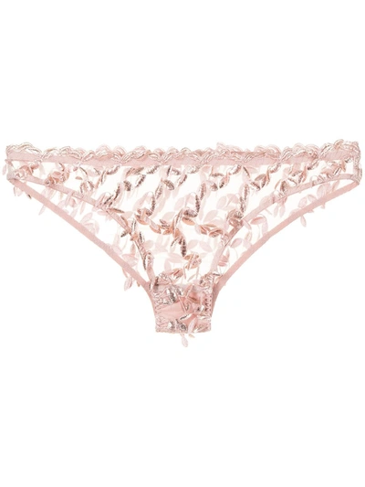 Gilda & Pearl Tallulah Embroidered Stretch-silk Knickers In Pink
