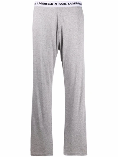 Karl Lagerfeld Logo Band Pajama Trousers In Grey