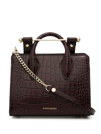 Strathberry Crocodile-effect Leather Tote Bag In Red