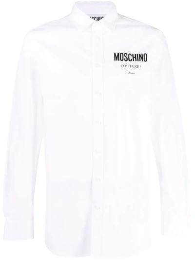 Moschino Logo-print Cotton Shirt In White