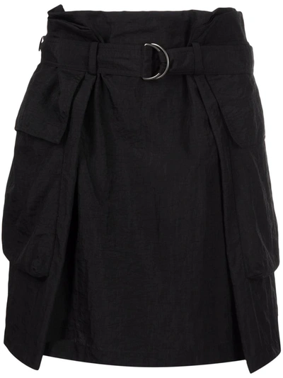 Kenzo High-waisted Belted Miniskirt In Black