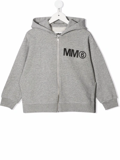 Mm6 Maison Margiela Kids' Logo-print Zipped Hoodie In Green
