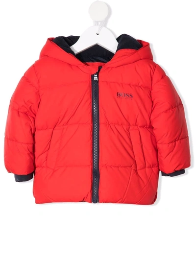 Bosswear Babies' Boss Kidswear Logo Puffer Jacket (3-36 Months) In Red
