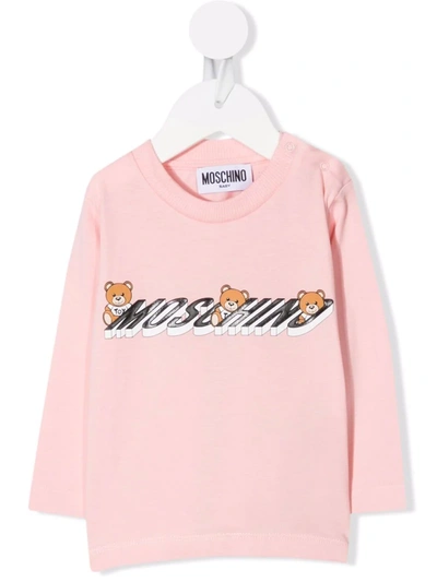 Moschino Babies' Teddy Bear Print T-shirt In Pink