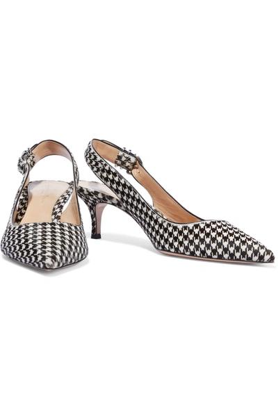 Gianvito Rossi Patti 55 Houndstooth Calf Hair Slingback Pumps In Black