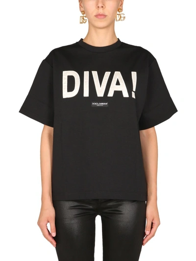 Dolce & Gabbana Slogan-print Short-sleeve T-shirt In Black