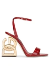 Dolce & Gabbana 105mm Patent Iconic Dg Heel Sandals In Rot