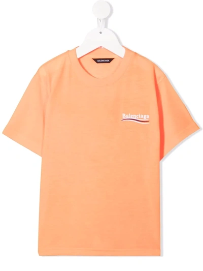 Balenciaga Kids' Logo圆领t恤 In Orange