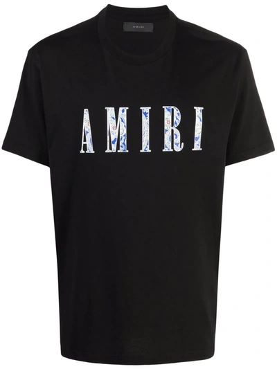 Amiri Paisley Logo-print Jersey T-shirt In Black