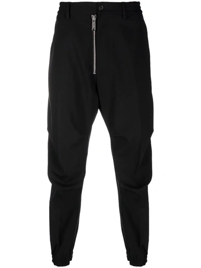 Dsquared2 Front-zip Straight-leg Trousers In Schwarz