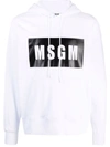 Msgm Logo Print Cotton Hoodie In Weiss