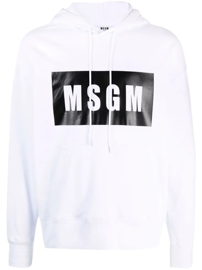 Msgm High-contrast Logo Hoodie In Weiss