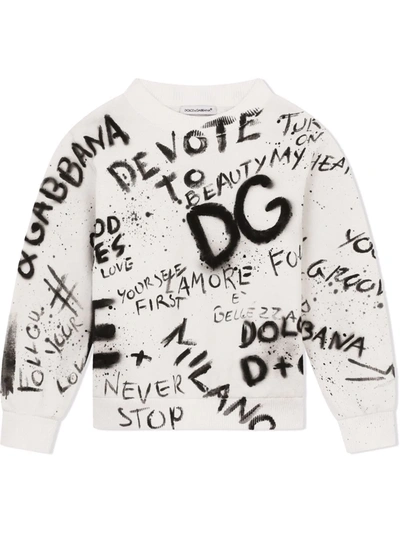 Dolce & Gabbana Kids' Graffiti-print Cotton Jumper In White