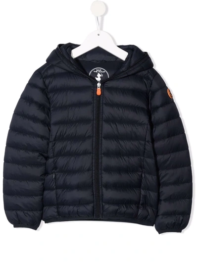 Save The Duck Kids' Hooded Padded Jacket In Blue