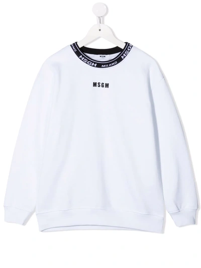 Msgm Teen Logo-print Cotton Sweatshirt In White