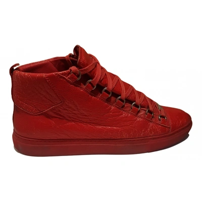 Pre-owned Balenciaga Leather High Trainers In Red