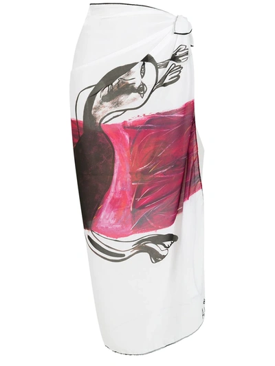 Amir Slama Printed Beach Skirt In White