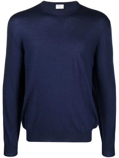 Fedeli Crew-neck Knitted Jumper In Blau