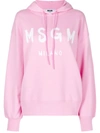 Msgm Logo-print Pullover Hoodie In 粉色