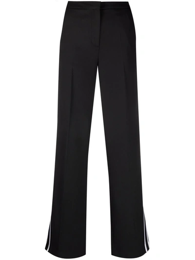 Karl Lagerfeld Striped Flared Trousers In Black