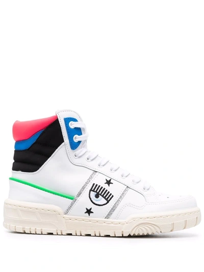 Chiara Ferragni Flirting Eye Logo High Trainers In White