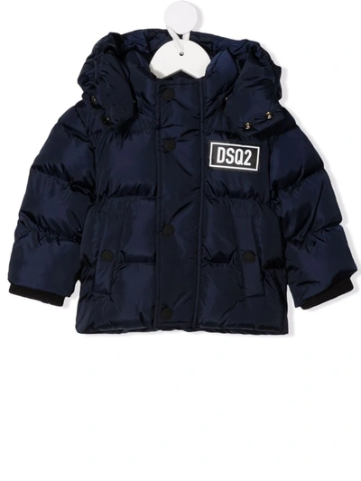 Dsquared2 Babies' Padded Hooded Jacket In Blue