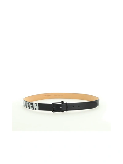 Alexander Mcqueen Pebbled-leather Belt In Black