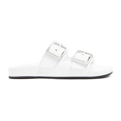 Balenciaga Mallorca Leather Flatform Slides In White