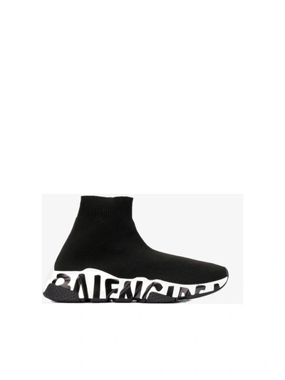 Balenciaga Speed Stretch-knit Sneakers In Black