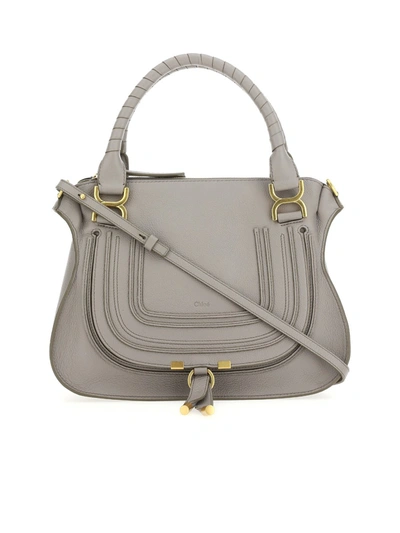 Chloé Marcie  Bag In Textured Leather In Grey