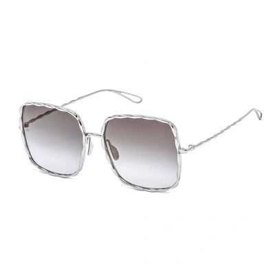 Elie Saab Ladies Silver Tone Square Sunglasses Es 003/s 0010 5b 56 In Grey,silver Tone