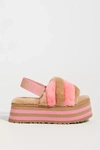Ugg Disco Stripe Sheepskin Slide Slingback Sandals In Pink