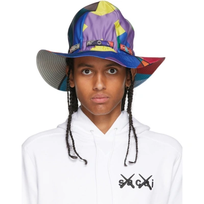 Sacai Multicolor Kaws Edition Colorblocked Mountain Metro Hat In Grün