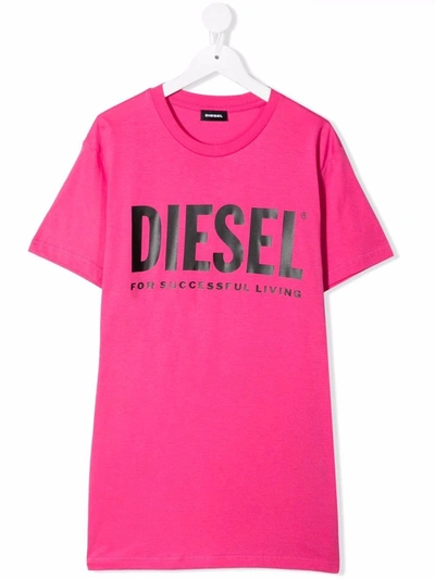 Diesel Teen Logo-print Cotton T-shirt In Pink
