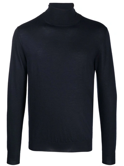 Fedeli Roll-neck Knitted Jumper In Blue