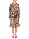 Dolce & Gabbana Tie-waist Double-breasted Flared Trench In Animalier