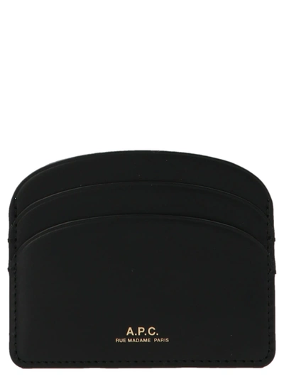 Apc Demi-lune Leather Cardholder In Black