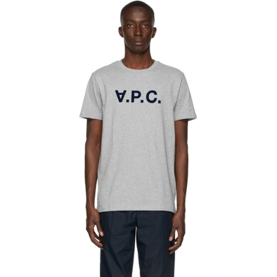 Apc A.p.c. Logoed Grey Crewneck T Shirt In Gray