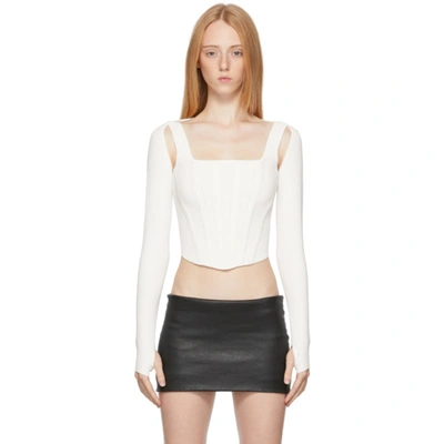 Dion Lee White Pointelle Long Sleeve Corset & Cardigan In Ivory