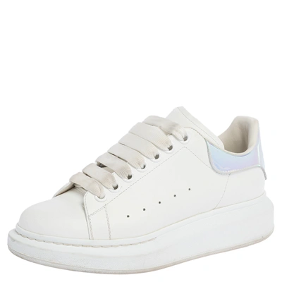 Pre-owned Alexander Mcqueen White Leather Lace Up Sneakers Size 37