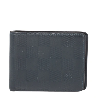 Pre-owned Louis Vuitton Blue Damier Infini Leather Slender Wallet