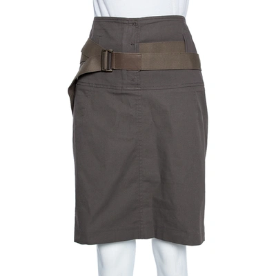 Pre-owned Brunello Cucinelli X Gunex Brown Cotton Belted Mini Skirt M