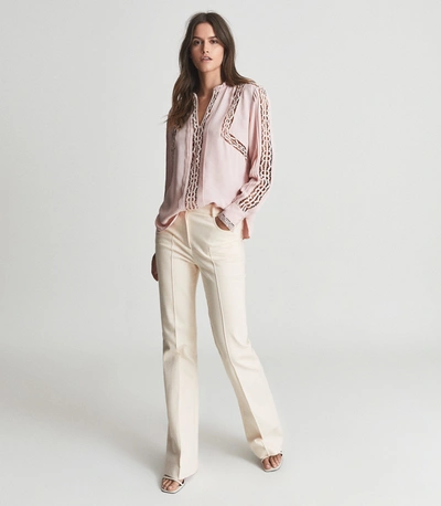 Reiss Bloom Detail Blouse In Nude