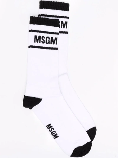 Msgm Logo-print Socks In White