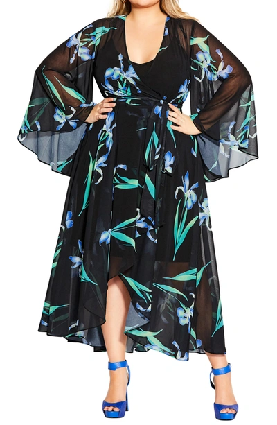 City Chic Winter Iris Tie Waist Maxi Dress | ModeSens