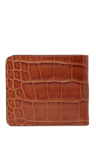Trask Jackson Croc Embossed Leather Slim Bifold Wallet In Scotch